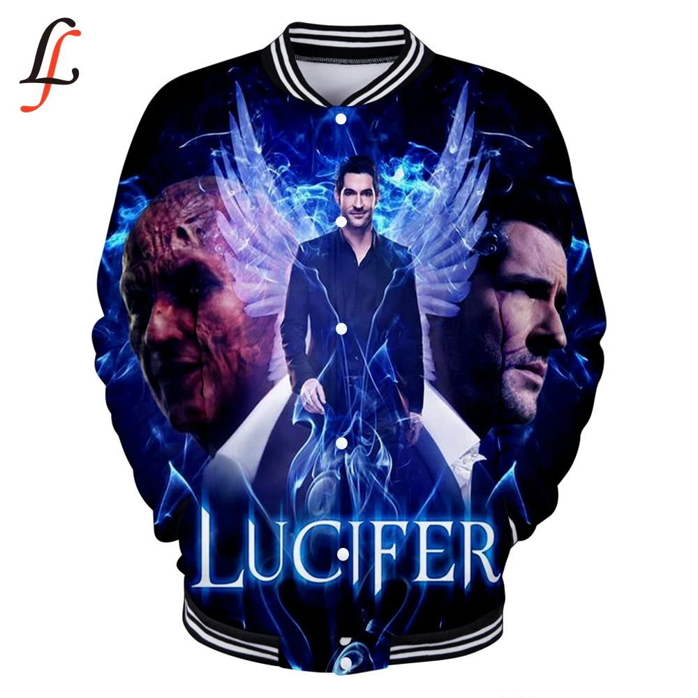 Женская/мужская бейсбольная куртка с 3D принтом Lucifer Повседневная Уличная длинным