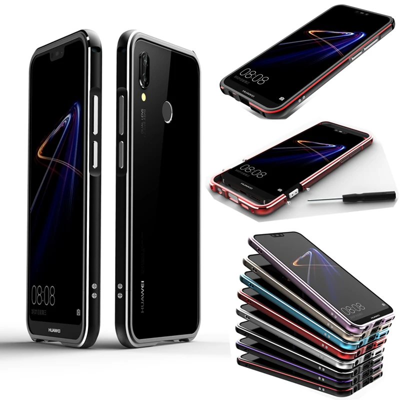 Роскошный противоударный чехол бампер для Huawei Nova 3e алюминиевая металлическая