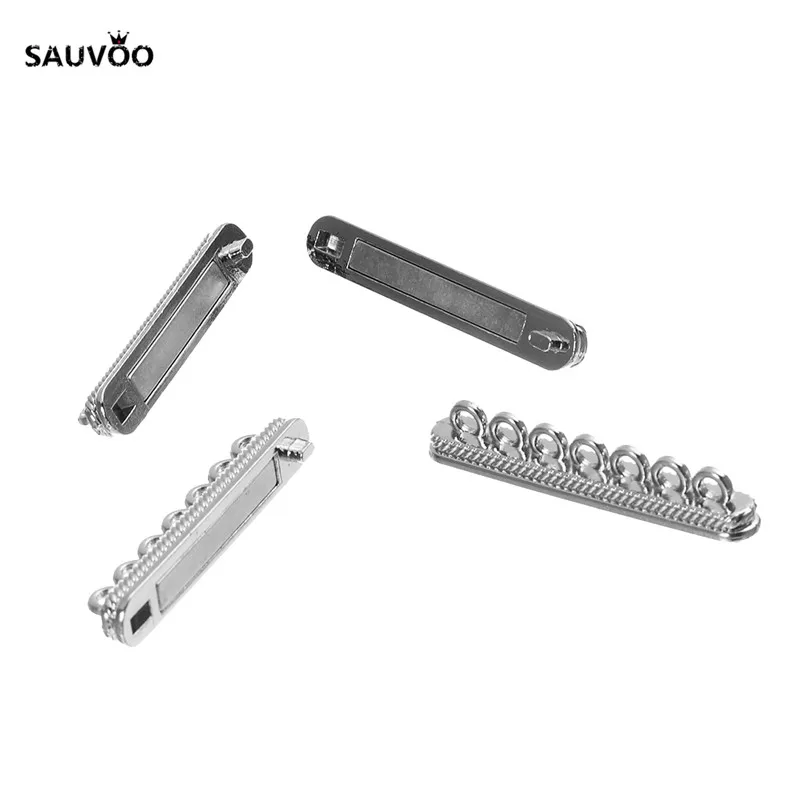 

SAUVOO 10pcs/lot 33x14mm Rhodium Color 7 Rows Magnetic Hook Clasps Connectors with Loops for Necklace Bracelet Jewelry Making