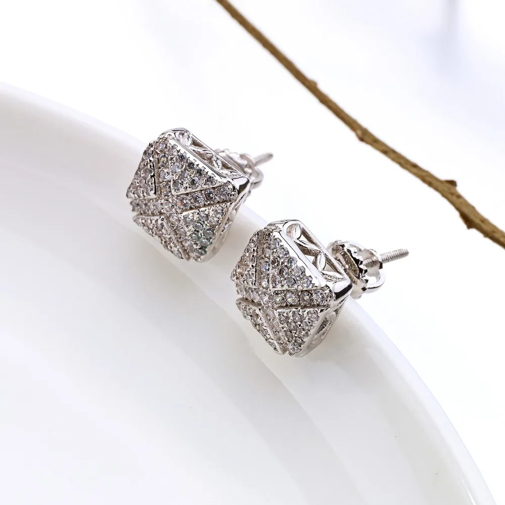 Женские и мужские серьги гвоздики с квадратным крестом фианитом|cute jewelry|screw backstud