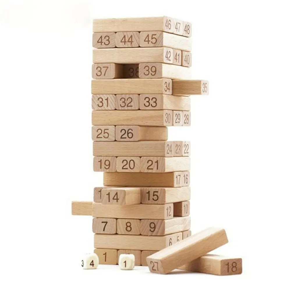 Juego de bloques de madera para apilar, juego educativo de bloques de apilamiento, torre de apilamiento, diversi&oacute;n, patio de c&eacute;sped al aire libre, n&uacute;mero de 54 piezas-2