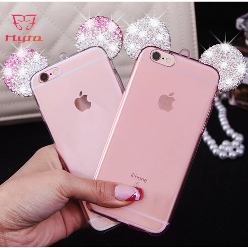 Чехол FlyTo для IPhone 7 8 Plus роскошный мягкий чехол с ушками микки мауса 6 6S X