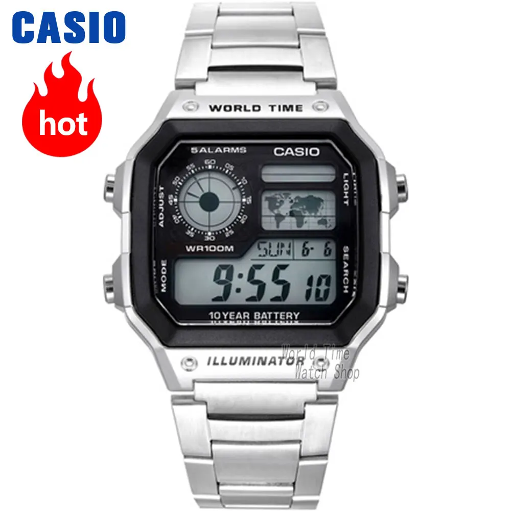 Часы Casio Взрыв часы мужские лучшие марки класса люкс LED военные цифровые часы спортивные 100m Водонепроницаемые часы кварцевые мужские часы reloj hombre erkek kol saati montre homme zegarek meski AE-1200