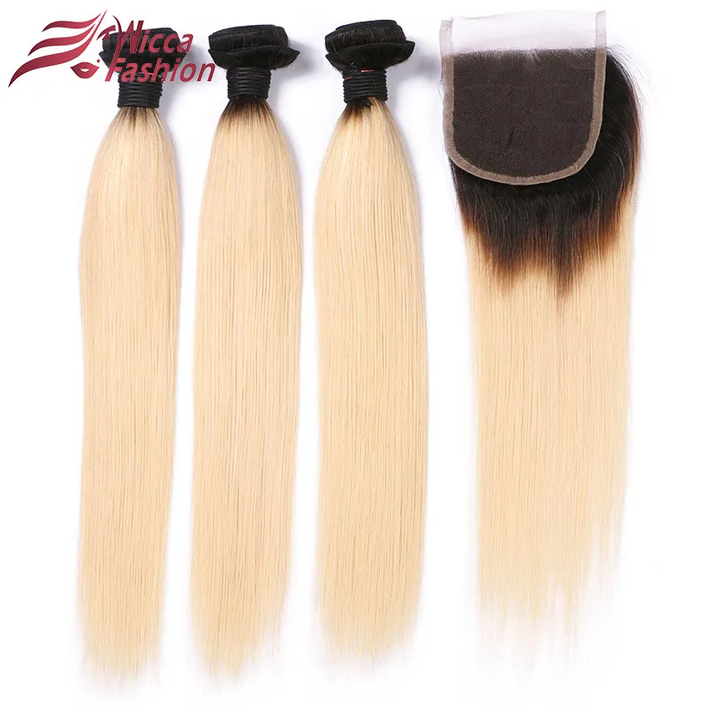 Dream Beauty бразильские прямые волосы 1B 613 блонд пучки с закрытыми волосами Remy