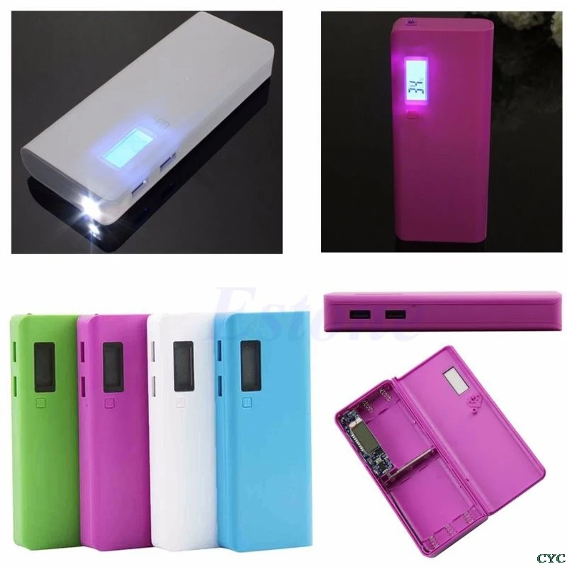 Светодиодный 5x18650 Двойной USB внешний аккумулятор зарядное устройство чехол DIY