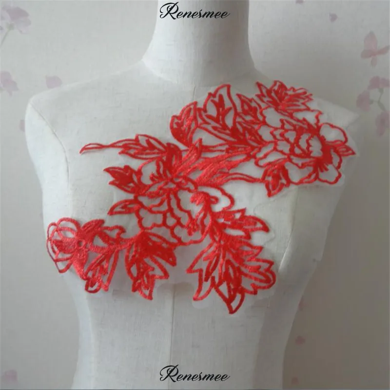 1 пара/2 шт. синий/Аппликация Из Красного кружева воротник Аппликации кружевная