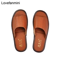 genuine cow leather slippers couple indoor non slip men women home fashion casual single shoes tpr soft soles spring summer