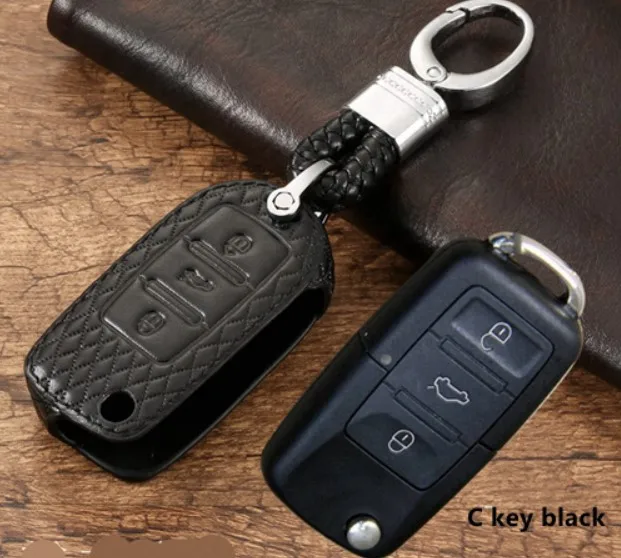Автомобильный кожаный Футляр для ключей для VW MK7 Beetle Bora Golf Passat Polo Seat Altea Альгамбра Ibiza для Skoda Octavia A5 A7 Kodiaq