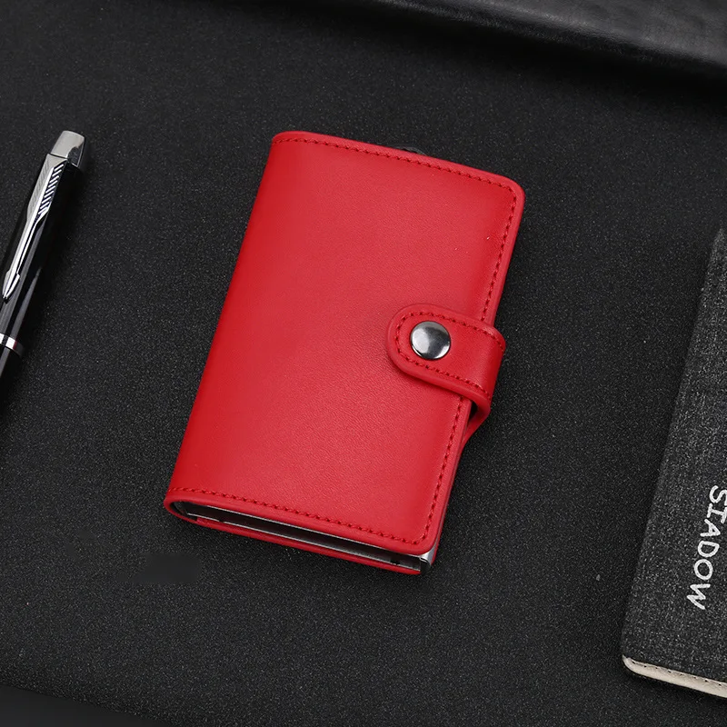 

2019 Anti Rfid Credit Card Holder Case Men PU Leather ID Bank Card Holder with Aluminium Alloy Box Wallet Card Bag Case