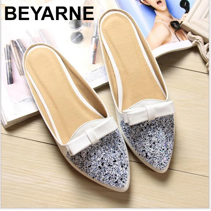 Женские шлепанцы из ПУ кожи с острым носком размеры до 315|Тапочки| |