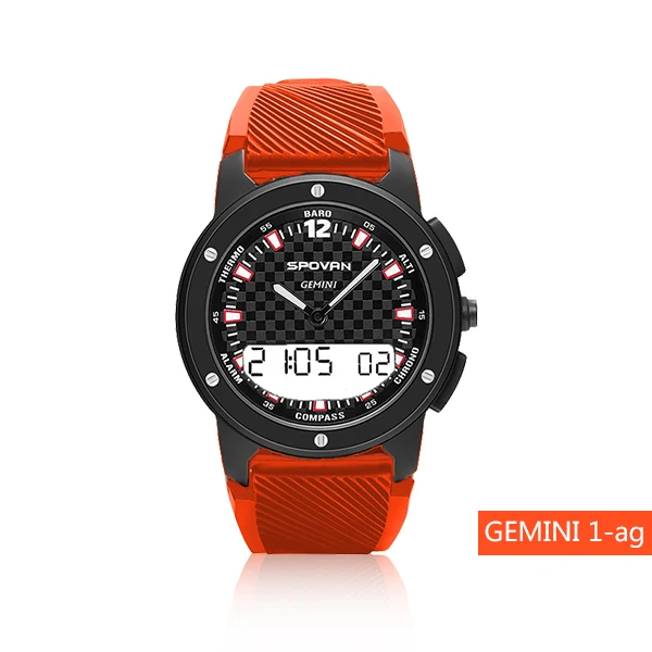 SPOVAN GEMINI мужские спортивные часы с двойным дисплеем, многофункциональные Компас/водонепроницаемый/светодиодный, с подсветкой, для альпинизма, наручные часы - Цвет: p1