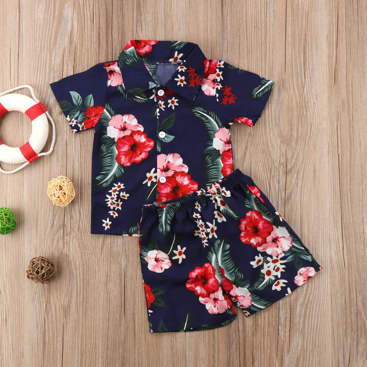 Новинка 2018 топы с цветочным рисунком для маленьких мальчиков футболка шорты