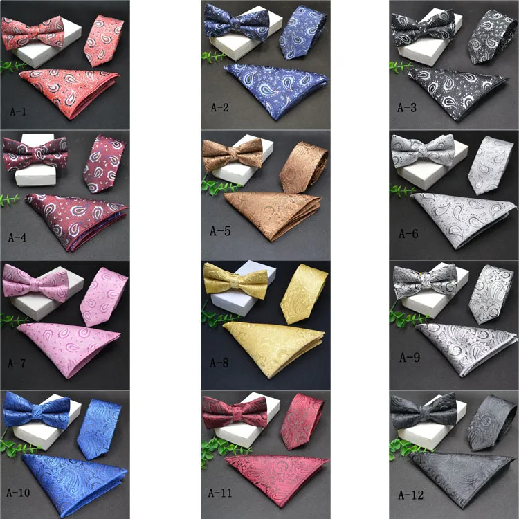 Модные мужские вязаные галстуки бабочки Pocketsquare 3 шт./компл. для мужчин свадебные