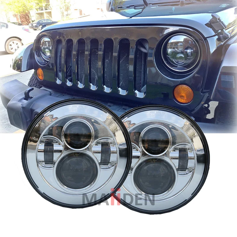 2 шт. 7 дюймов H4 светодиодный передние фары для Land Rover Defender 90/110 &quotпроектор круглый