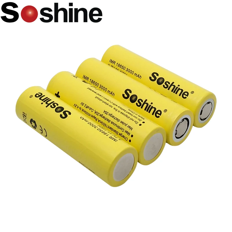 4 шт. аккумуляторные батареи Soshine HG2 18650 3000 мАч для электронных сигарет высокая
