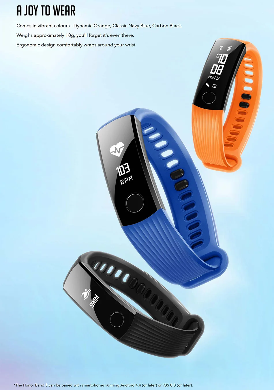 Смарт-браслет Honor Band 3 монитор сердечного ритма Push Message фитнес-трекер 0,9" OLED экран сенсорный экран браслет