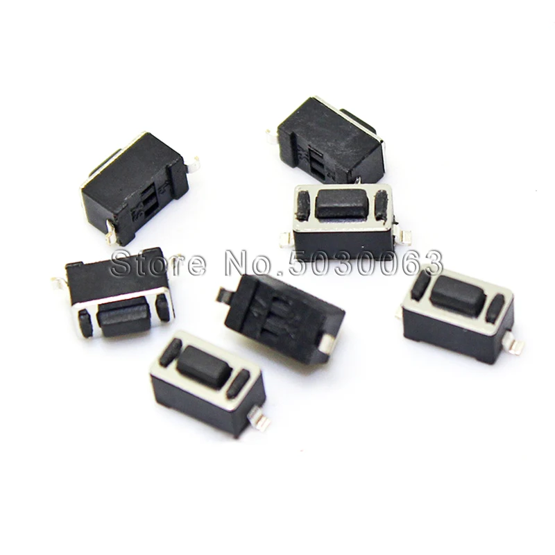 100 шт./лот сенсорный переключатель 3*6*5 черный SMD 2pin 3X6X5H 2P микро ключ автомобильного