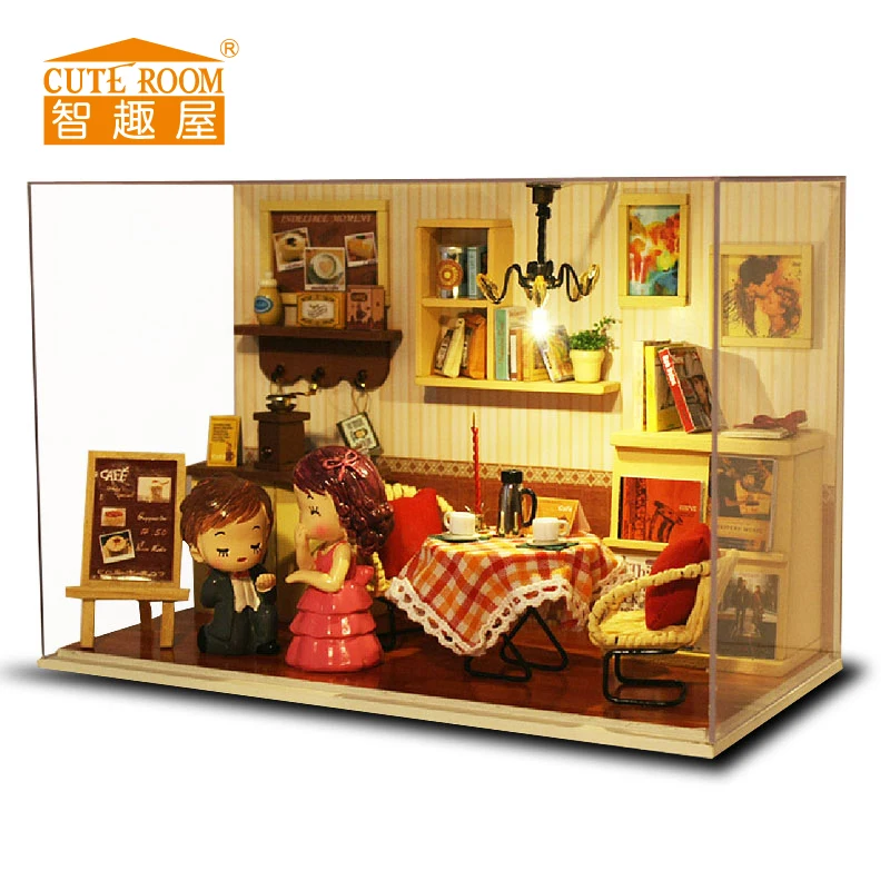 Симпатичный Номер Ресторан Red миниатюрные Конструкторы 3D ручной работы