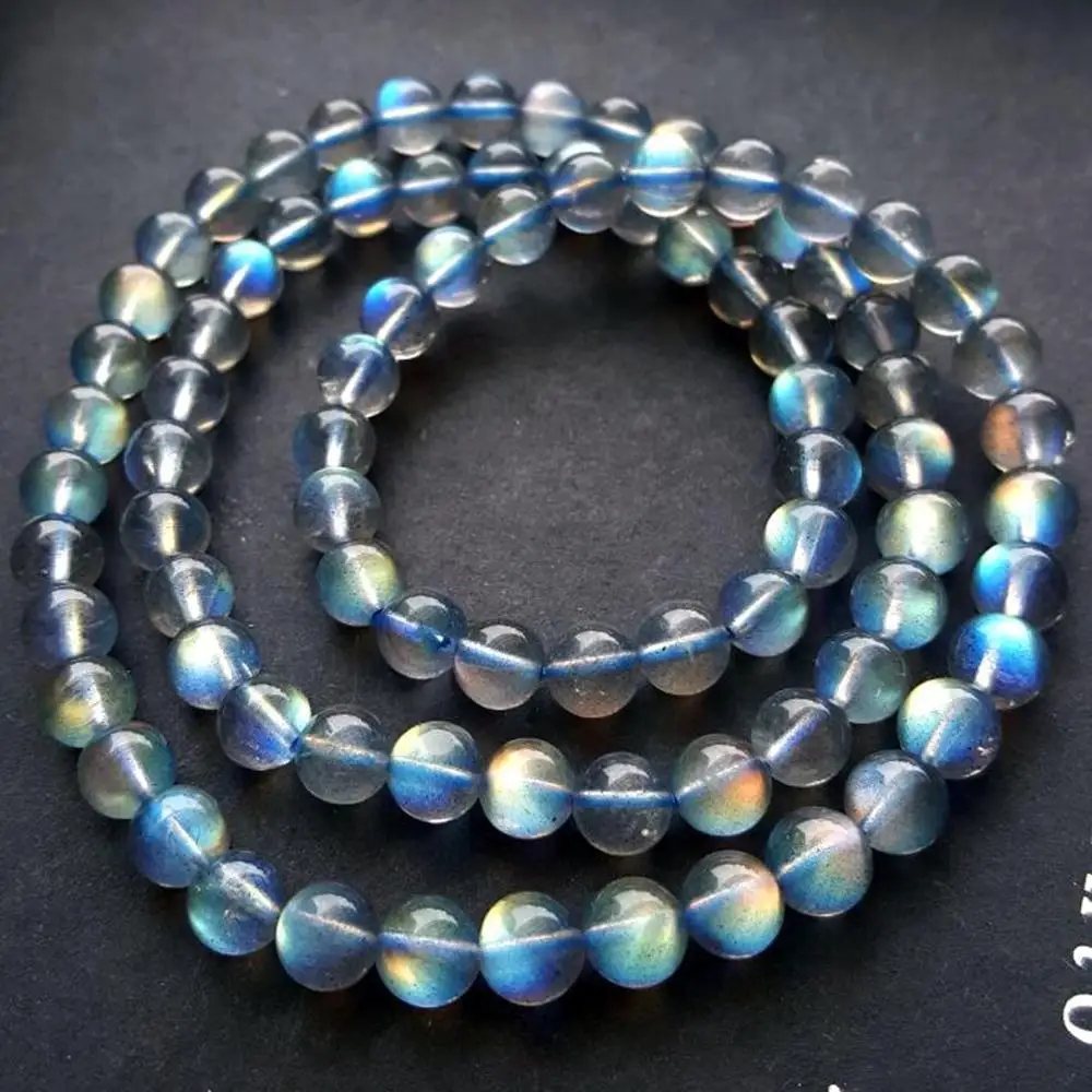 

Natural Ice Labradorite Rainbow Light Transparent Times Beads Bracelet 6mm AAAA
