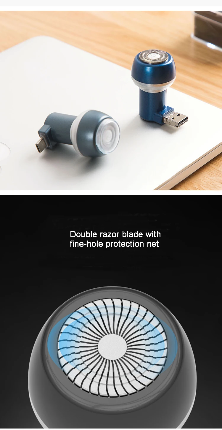 Портативная мини бритва USB для смартфона, для путешествий на открытом воздухе, бритва Micro-USB/type C/светильник, интерфейс электробритва