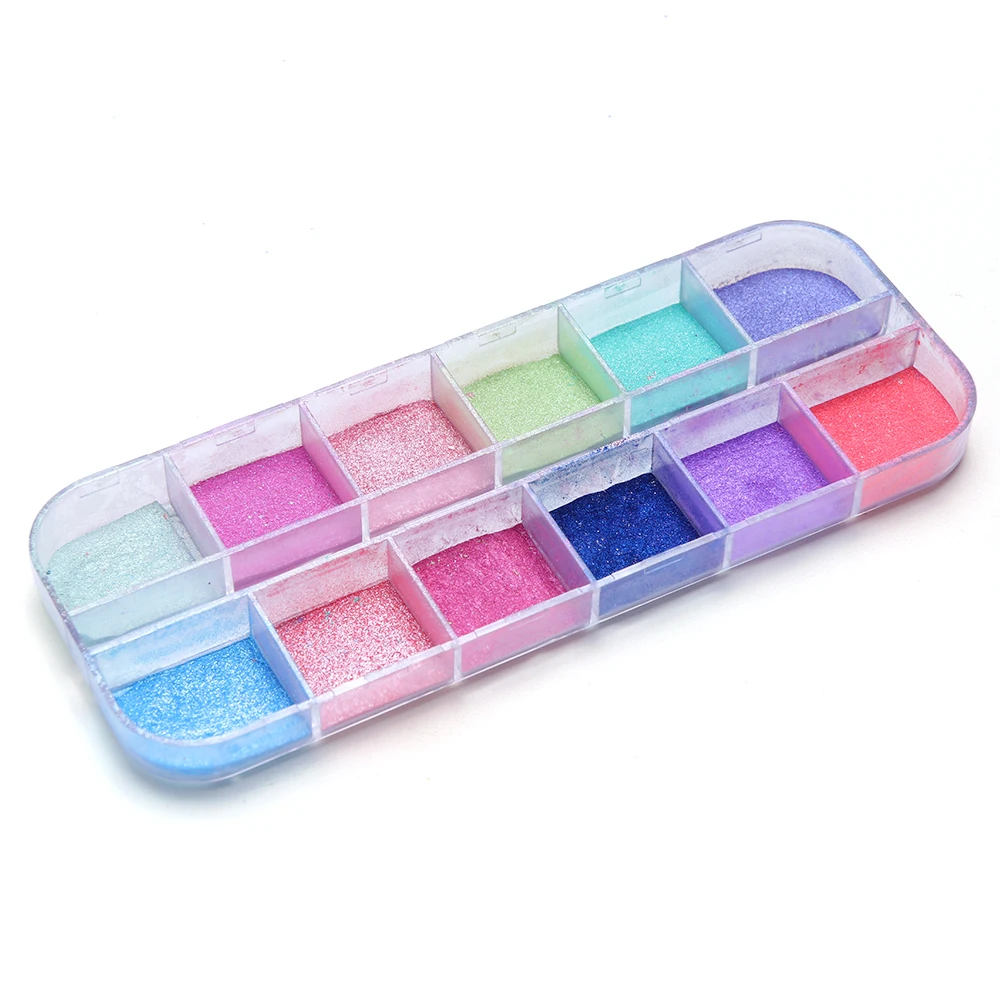 Разноцветные неоновые Блестки для ногтей перламутровый корпус мерцающий хром