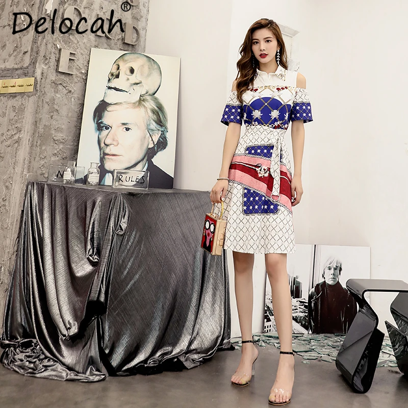 Delocah 2019 женское весенне-летнее винтажное платье для подиума модное с коротким
