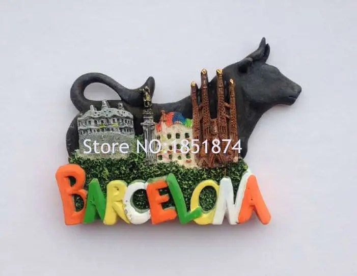 Barcelona Gecko Guitar Building 3D Resin Fridge Magnets Spain Tourism Souvenirs Collection Refrigerator Magnetic Stickers | Дом и сад