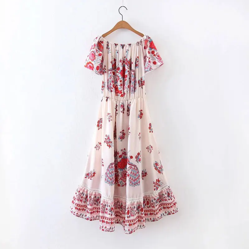 Богемное праздничное летнее пляжное платье 2018 цыганское этническое женское с