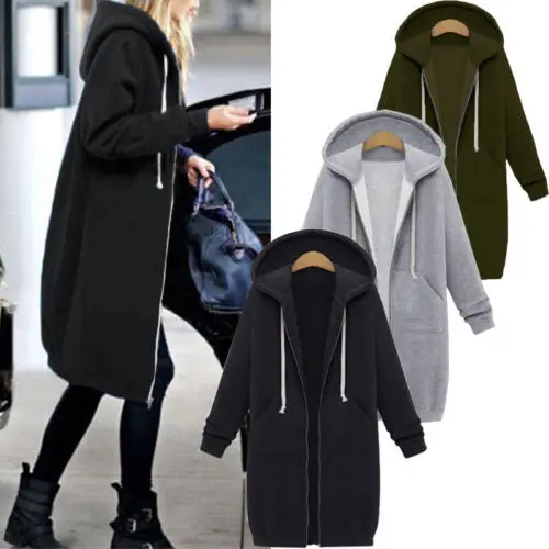 Осень-зима женские топы на молнии толстовка с капюшоном пальто куртка