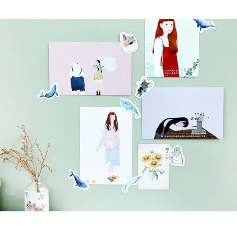 Мини Бумажный дневник Mo. Card whale world наклейки для скрапбукинга декоративные