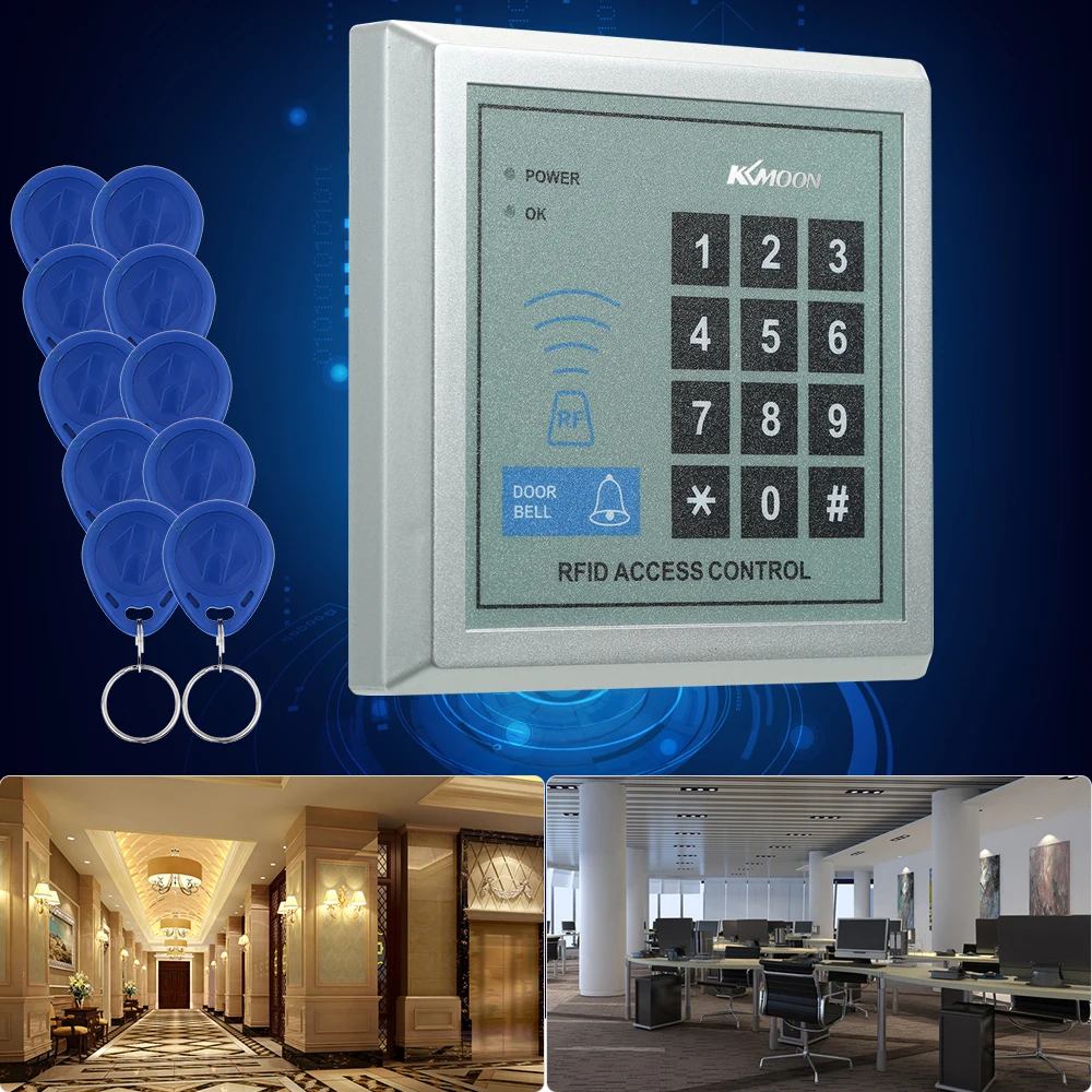 

KKmoon 125KHz RFID Door Access Control System Home Security RFID Proximity Entry Door Lock With 10 pieces RFID Key Fobs