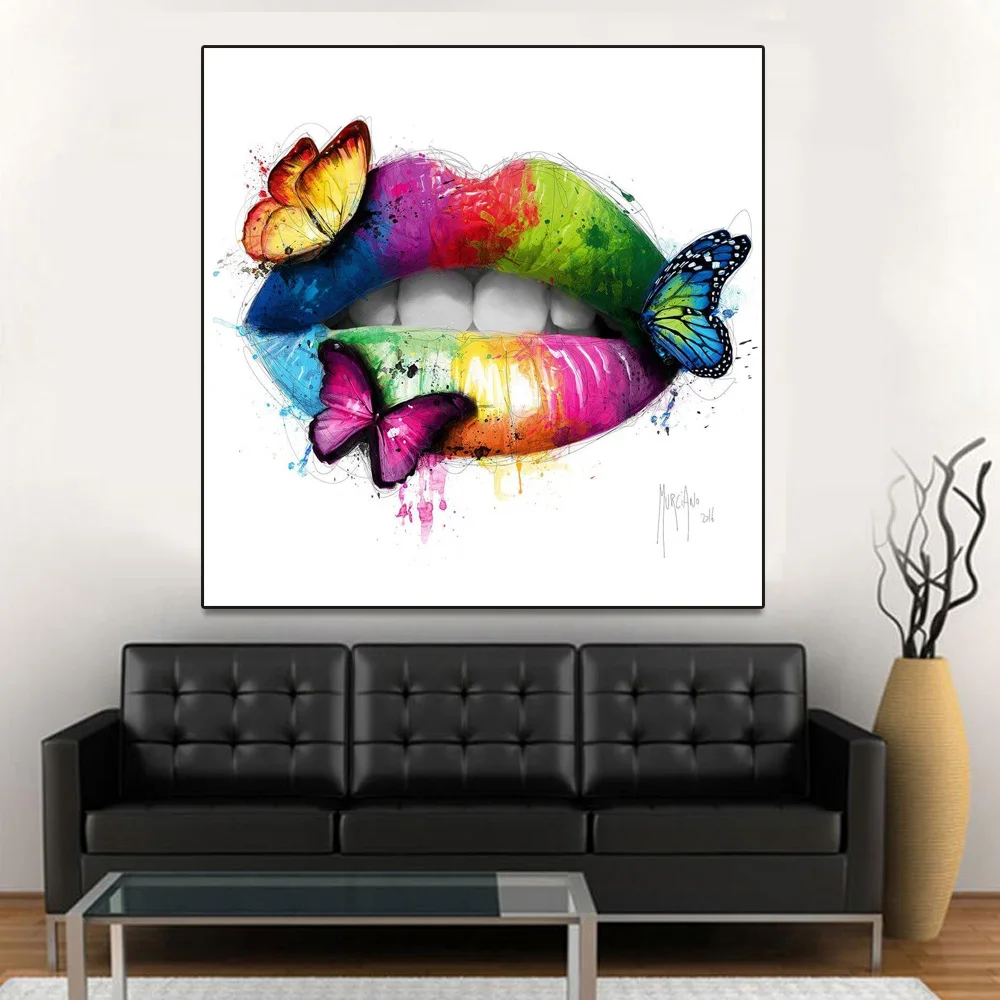 Сексуальная губная помада зубная Wall Art Живопись на холсте бабочка художественный
