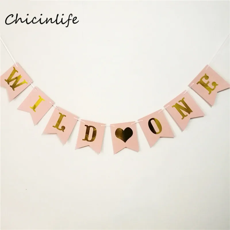 Chicinlife 1 комплект баннер Wild One для вечеринки в честь Дня Рождения гирлянда первого