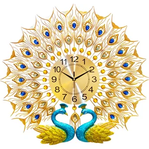 Настенные цифровые часы, большие 3D часы с двойным настенные часы Павлин в современном стиле, Декор для дома, гостиной, спальни, бесшумные часы