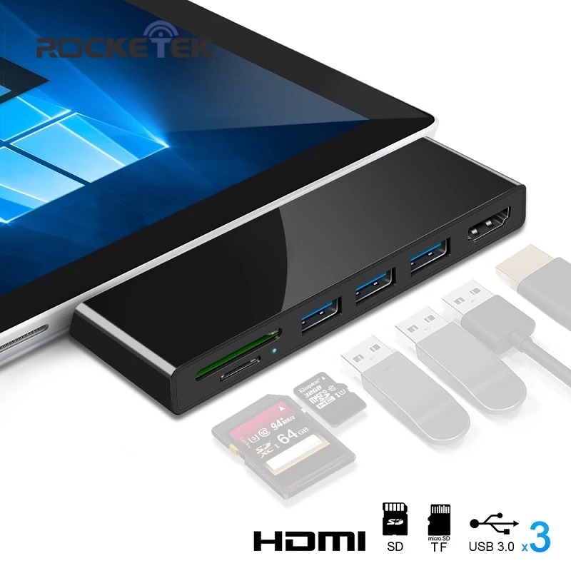 Концентратор Rocketek 4K HDMI и usb 3 0 кардридер/1000 Мбит/с гигабитный Ethernet адаптер для SD/TF