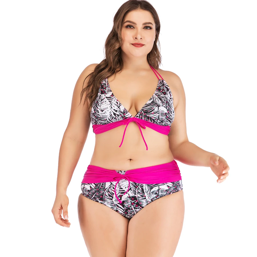 Женский бандажный купальник бикини с принтом Раздельный пляжная одежда большие