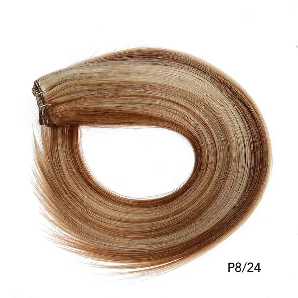 P8-24 RealBeauty Balayage волосы для наращивания, бразильские прямые человеческие волосы, пряди, двойной уток, Remy, Омбре/коричневый/медовый блондин/скандинавский цвет - Цвет: P8-24
