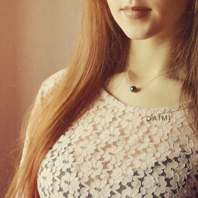 Ожерелье DAIMI из черного таитянского жемчуга 10 11 мм серебро 925 пробы цепочка