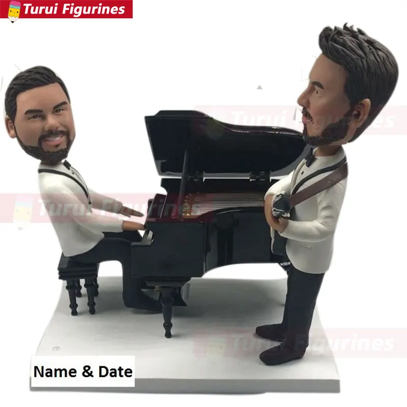 Гей свадебный торт Топпер персонализированные гей Мужской подарок игра пианино