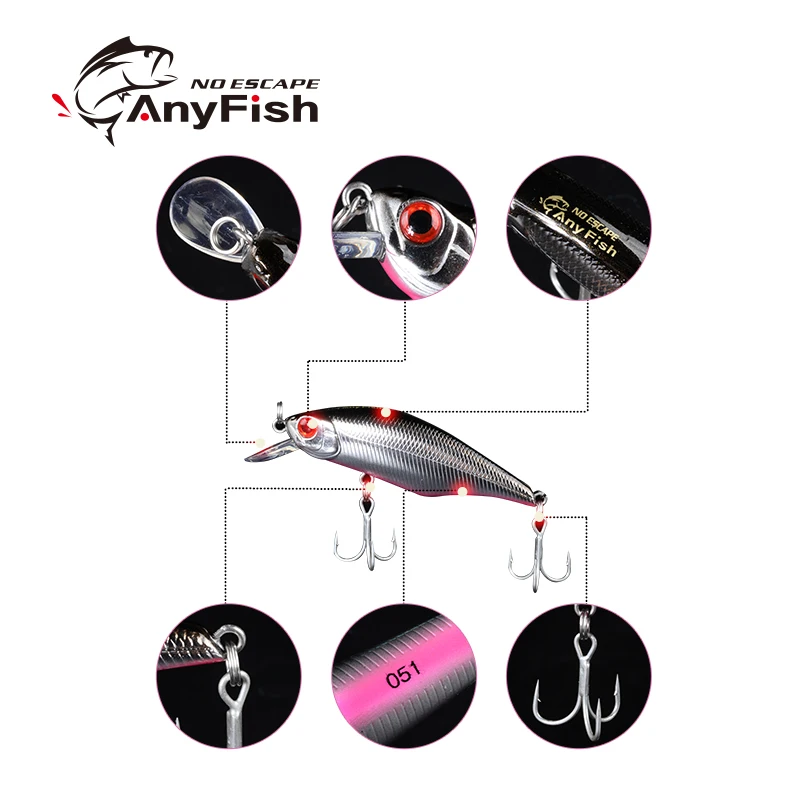 Рыболовная приманка ANYFISH RV SHAD 70F-SR 7 см 9 3 г жесткая наживка с 2 рыболовными крючками