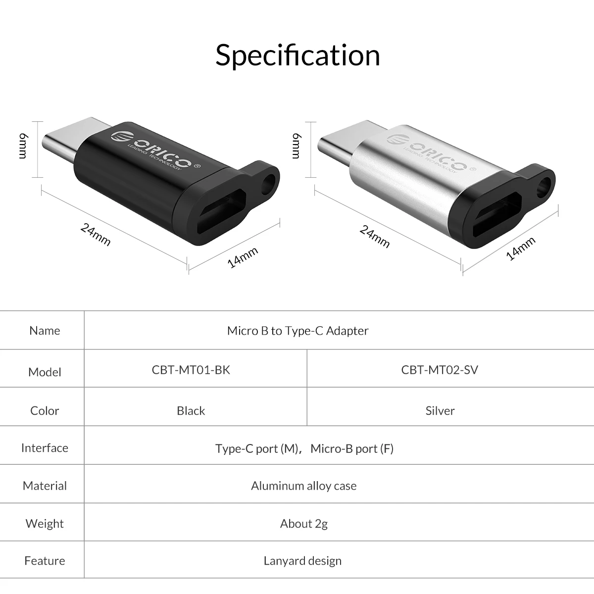 Адаптер ORICO OTG USB Type C из алюминиевого сплава micro в адаптер для зарядки