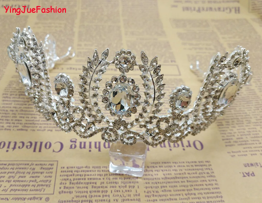 Yingjuefashion Свадебные Большой Блестящий Кристалл волос Тиара Корона невесты Женские
