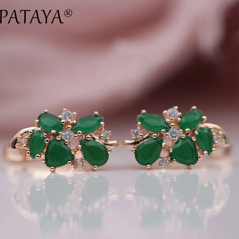 Разноцветные длинные серьги PATAYA из искусственного циркония розовое золото 585