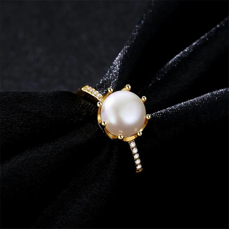 925 Sterling Silver Crown Shape Eight Paws 8-8.5mm Real Natural Freshwater White Pink Purple Pearl Finger Rings For Girlfriend | Украшения