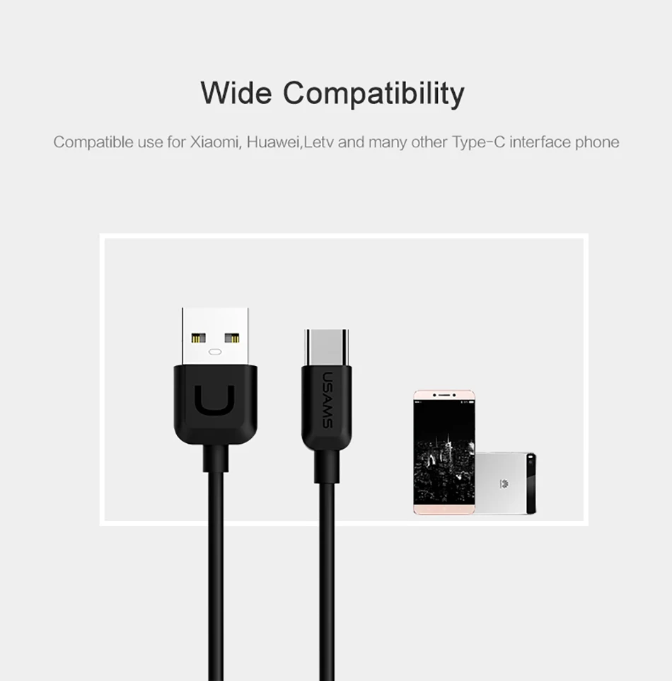 10 шт./партия usb кабель type-C, USAMS кабель для зарядки и синхронизации почти всех типов c кабель для зарядки телефона