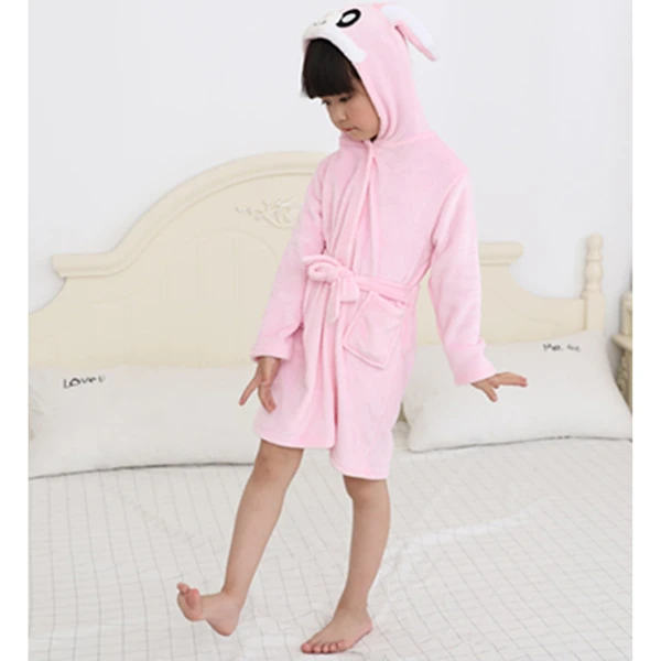 MC5125 pink rabbit Misshow/Теплый детский халат с героями мультфильмов; фланелевый детский халат для девочек и мальчиков с милым животным единорогом и изображением слона и кролика; - Цвет: MC5125 pink rabbit