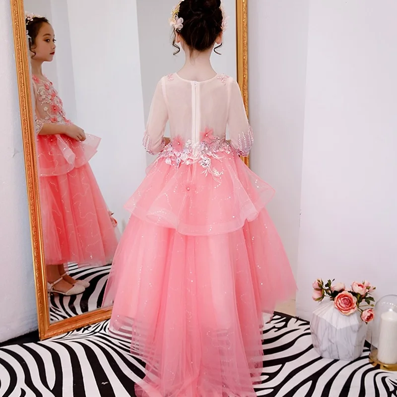 Платья с цветочным узором для девочек на свадьбу Детские праздничные платья