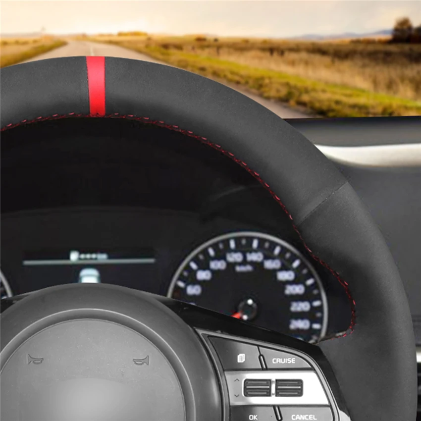 MEWANT сшитый вручную черный синтетический замшевый чехол на руль для Kia K5 Optima Cee 'd