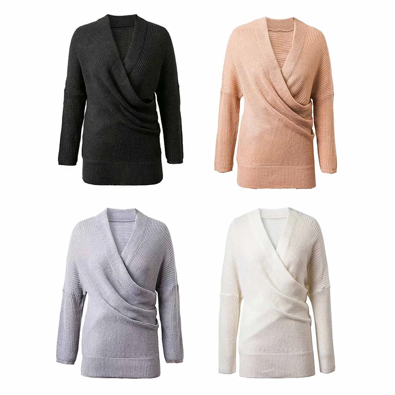 

2018 Winter Cashmere Women Sweater Backless Streetwear Jumper Sexy V Neck Cross Knitted Sweater Women Pullover Hollow Out