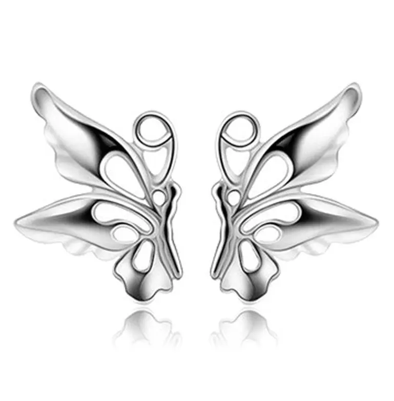 

Summer New Arrival Fashion Fine Jewelry Silver Color Earrings Refinement the butterfly Charms Design Stud Earrings